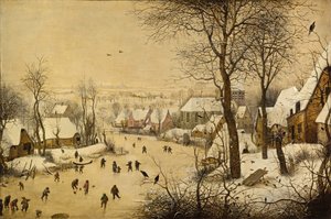 Zimowy krajobraz z pułapką na ptaki autorstwa Pieter Brueghel the Elder