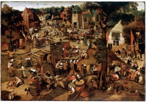 Jarmark z przedstawieniem teatralnym, ok. 1580-1630 autorstwa Pieter Brueghel the Younger