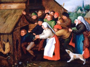 Pijak wepchnięty do chlewu, 1564-1638 autorstwa Pieter Brueghel the Younger
