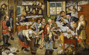 Płacenie dziesięciny znane jako prawnik wiejski między 1617 a 1622 r. autorstwa Pieter Brueghel the Younger