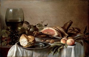 Śniadanie z Szynką, 1647. autorstwa Pieter Claesz
