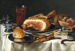 Martwa natura z szynką autorstwa Pieter Claesz