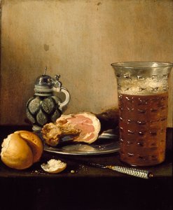 Martwa natura z szynką, 1642 autorstwa Pieter Claesz
