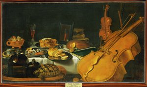 Martwa natura z instrumentami muzycznymi autorstwa Pieter Claesz