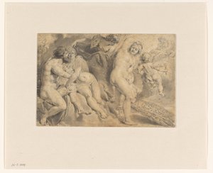 Ixion oszukany przez Zeusa i Hera Ixion obejmuje chmurę Nephele, która przybrała postać Hera autorstwa Pieter Claesz. Soutman (rejected attribution)