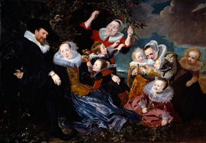 Portret Paulusa Van Beresteyna (1588-1636) z żoną, sześciorgiem dzieci i dwiema paniami Obraz Pietera Soutmana (1590-1657) 1630 nd. 1,67x2,41 m²
