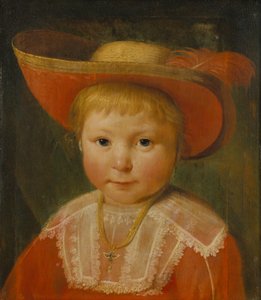 Portret dziecka w słomkowym kapeluszu w czerwoną podszewkę, ok. 1635-40 (olej na drewnie dębowym)