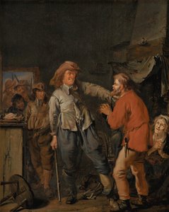 Żołnierze włamujący się do chłopskiej chaty autorstwa Pieter Codde