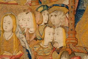 Flamandzki gobelin. Zwiastowanie. Detal, ok.1502-04 (złoto, srebro, jedwab i wełna) autorstwa Pieter Coecke van Aelst