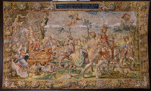 Flamandzki gobelin. Seria Siedem głównych grzechów: Próżność (duma). Rysownik Pieter Coecke van Aelst. Atelier w Brukseli. ok. 1542-1544.
