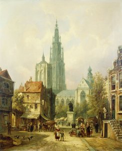 Widok Antwerpii, 1870 autorstwa Pieter Cornelis Dommershuijzen