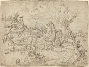 Krajobraz z chrztem Chrystusa autorstwa Pieter Cornelisz Kunst