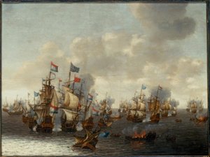 Bitwa morska czterech dni autorstwa Pieter Cornelisz. Soest