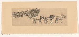 Trzy konie pociągowe i ładunek żniwiarza autorstwa Pieter Dupont