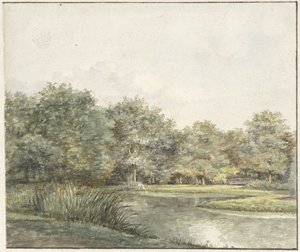Krajobraz z drzewami na wodzie autorstwa Pieter Ernst Hendrik Praetorius