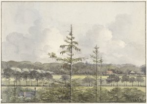 Widok na łąki z farmami autorstwa Pieter Ernst Hendrik Praetorius