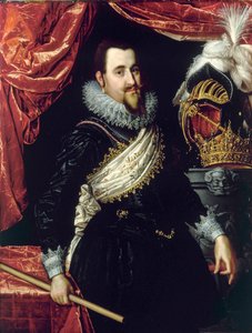 Portret Chrystiana IV, króla Danii (1577-1648). Obraz Pietera Isaacsza (1569-1625) ok. 1615 r. Zamek Frederiksborg. Dania. autorstwa Pieter Fransz. Isaacsz.