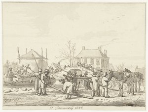 Rów maślanki w Naarden, 11 stycznia 1814 r. autorstwa Pieter Gerardus van Os (signed by artist)