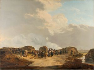 Demilune zbudowany podczas oblężenia Naarden, kwiecień 1814 r autorstwa Pieter Gerardus van Os