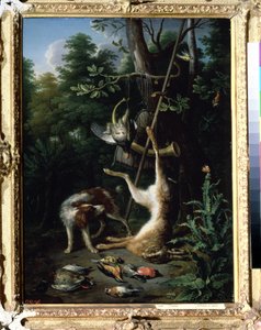 „Pies myśliwski i ptaki łowne” (Pies i ptaki łowne) Obraz Petera Gyselsa (1621-1691) XVII wiek. Muzeum Puszkina, Moskwa
