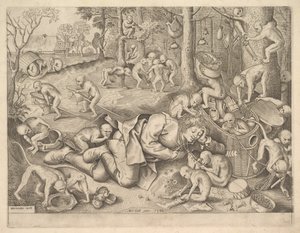 Kupiec okradziony przez małpy, 1562 autorstwa Pieter Heyden van der