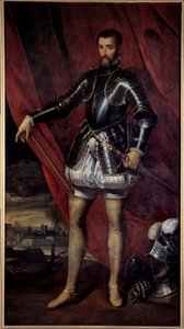 Pełnowymiarowy portret Francois de Lorraine, księcia Guise (1519-1563) Obraz Pietera Pourbusa (1523-1584) (ec.flam.) Nancy z XVII wieku, Musee des Beaux Arts