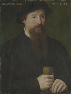 Portret mężczyzny trzymającego rękawiczki autorstwa Pieter Jansz. Pourbus