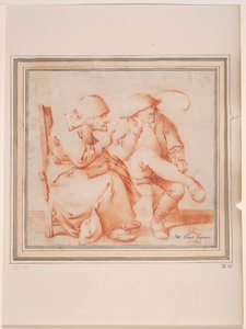 Siedząca para staruszków autorstwa Pieter Jansz. Quast