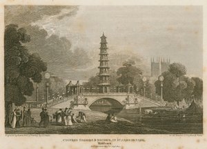 Chińska pagoda i most wzniesione nad kanałem w St James