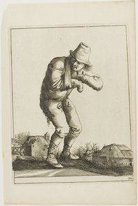 Tramp with a Sling, od T is al verwart-gaern (To już jest mylące) autorstwa Pieter Jansz. Quast