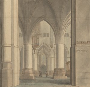Chór i północne ambulatorium kościoła św. Bawona w Haarlem autorstwa Pieter Jansz. Saenredam