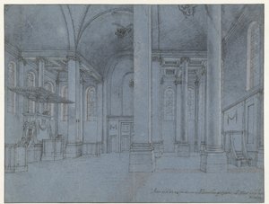 Widok wnętrza Nieuwe Kerk, Haarlem, widziany od wschodniego krańca nawy północnej, patrząc na zachód autorstwa Pieter Jansz Saenredam