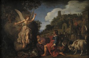Anioł Rafał żegna się ze starym Tobitem i jego synem Tobiaszem autorstwa Pieter Lastman