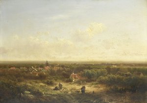 Odległy widok z wioską autorstwa Pieter Lodewijk Francisco Kluyver
