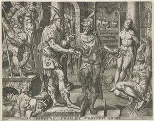 Odwiedzanie więźniów Dzieła miłosierdzia (tytuł serii) autorstwa Pieter Nagel