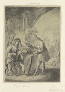Ezaw sprzedaje swoje pierworodztwo Jakubowi Recueil de quatre-vingt-cinq estampes originales (tytuł serii) autorstwa Pieter Rottermondt
