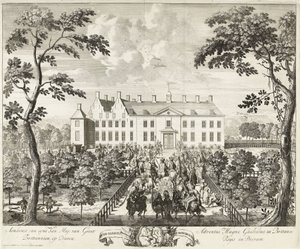 Przybycie Wilhelma III do pałacyku myśliwskiego Hof te Dieren, 1691