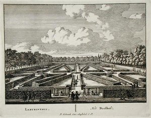 Labirynt, z "Admirandorum Quadruplex Spectaculum", autorstwa Jana van Call (1656-1703), wydany przed 1715 r. (rycina) autorstwa Pieter Schenk