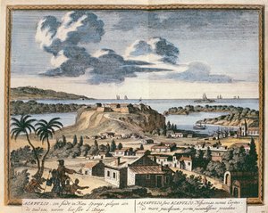 Widok Acapulco, ilustracja z „Hektomopolis”, wydana w Amsterdamie w 1700