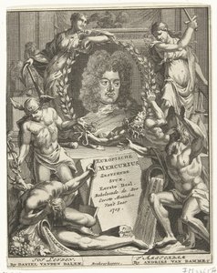 Strona tytułowa europejskiego Merkurego, 1705 autorstwa Pieter Sluyter