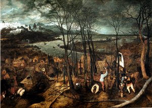 Pochmurny dzień Obraz Pietera Bruegla starożytnego (lub Pierre Bruegel lub Pieter Bruegel lub Brueghel
