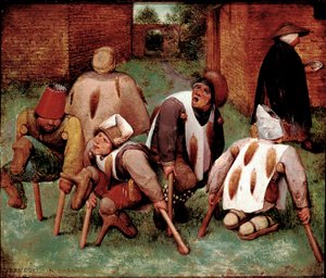 The estropies Grupa niepełnosprawnych postaci, butts-de-jatte (tyłki). Obraz Pietera Bruegla (lub Breugel lub Brueghel lub Breughel) dit l