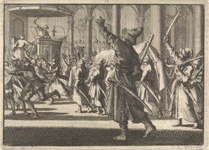 Polacy w kościele Riddarholm w Sztokholmie, 1698 autorstwa Pieter Van der Aa
