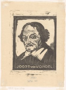 Portret Joosta van den Vondel (tytuł na obiekcie) autorstwa Pieter Willem van Baarsel (signed by artist)