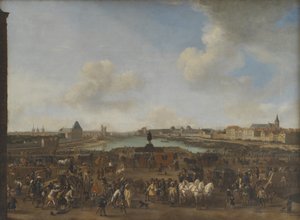 Widok na Paryż widziany z Place Dauphine autorstwa Pieter Wouwerman
