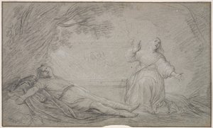 Scena mitologiczna kobiety opłakującej śmierć młodego mężczyzny autorstwa Pieter de Grebber