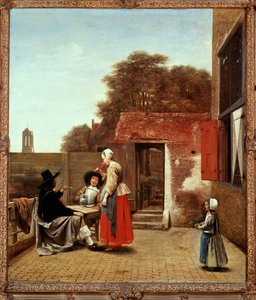 Holenderski dziedziniec (obraz na płótnie) autorstwa Pieter de Hooch