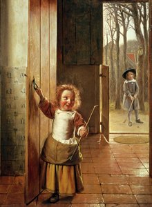 Dzieci w drzwiach z kijami golfowymi, ok.1658-60 autorstwa Pieter de Hooch