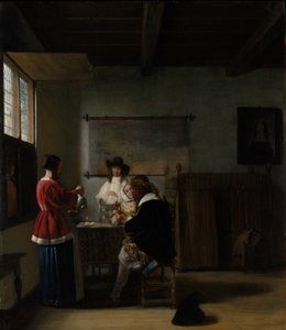 Wizyta, ok. 1657 (olej na drewnie) autorstwa Pieter de Hooch