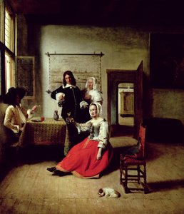ښځه د سرتیرو سره څښل، 1658 پولی autorstwa Pieter de Hooch